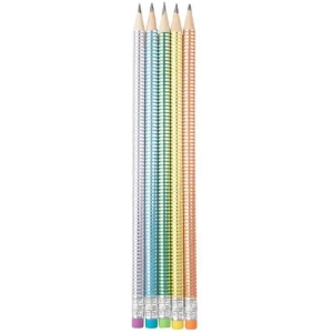 Ołówek z gumką HB pastelowy w metaliczne paski (36szt) SSC280 STRIGO