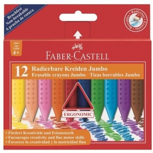Kredki świecowe GRIP JUMBO trójkątne 12 kolorów FABER-CASTELL 122540 FC