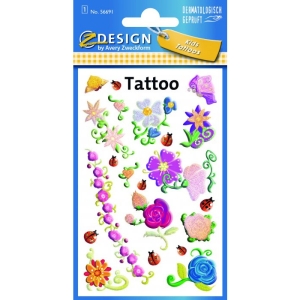 Naklejki tatuaże dla dzieci KWIATKI 56691 Z-DESIGN KIDS TATTOO AVERY ZWECKFORM