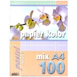 Papier ksero A4 mix pastel 160g 100arkuszy KRESKA 20676