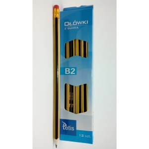 Ołówek z gumką twardość 2B (12szt.) KV050-B2 TETIS