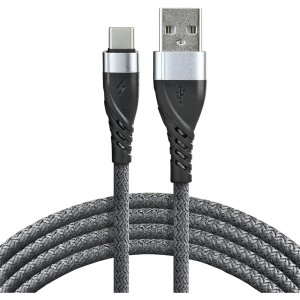Kabel USB - USB-C EVERACTIVE 1m 3A pleciony szary (CBB-1CG)