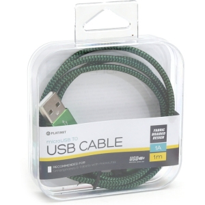 Kabel USB - microUSB PLATINET HERMES 1m 1A pleciony zielony (43304)