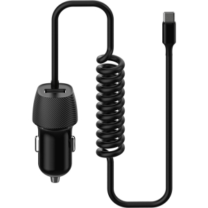 Ładowarka samochodowa PLATINET SPIRAL USB-A 3,4A + kabel USB-C 15W czarna (45483)
