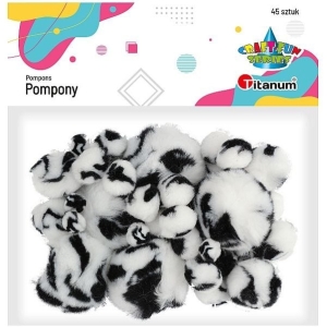 Pompony akrylowe A45 ANIMAl biało-czarne 338522