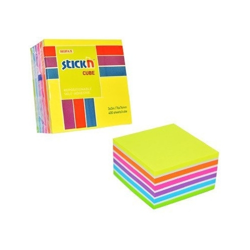 Bloczek STICK"N 76x76mm 400k mix neonowy 6 kolorów 21539