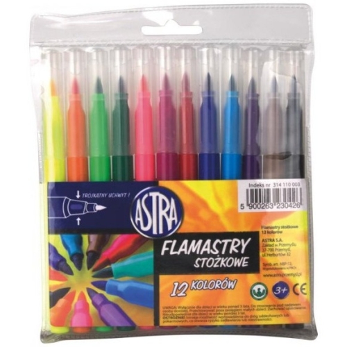 Flamastry stożkowe 12kol ASTRA 314110003