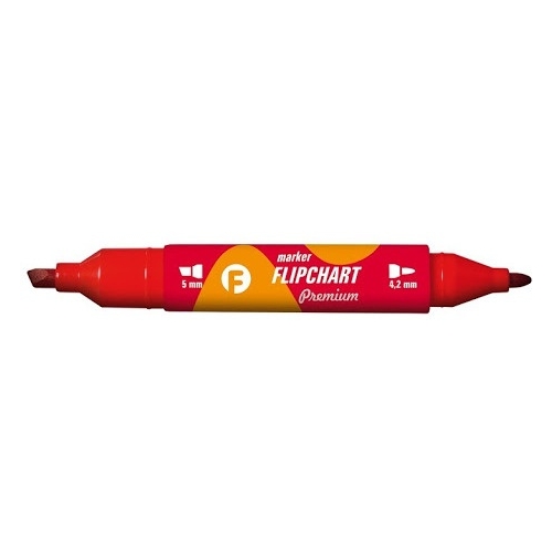 Marker FLIPCHART kon.okr/ści. czerwony KM503-C2 TETIS dwustr. 5mm/4.2mm