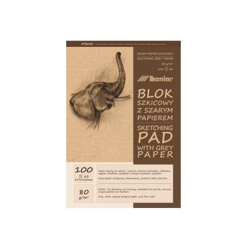 Blok szkicownik A3 100k 80g papier szary 90854 LENIAR