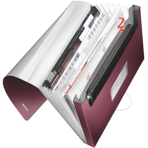 Teczka 6przegródek LEITZ STYLE A4 Rubinowa czerwień 250k 39570028