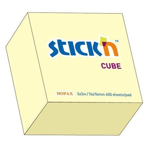 Bloczek STICK` 76x76mm 400k żółty pastelowy 21072