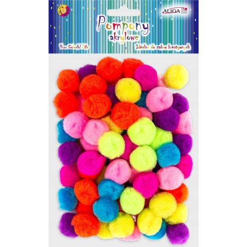 Pompony akrylowe mix kolorów 2,5cm (80) POM-9983 ALIGA