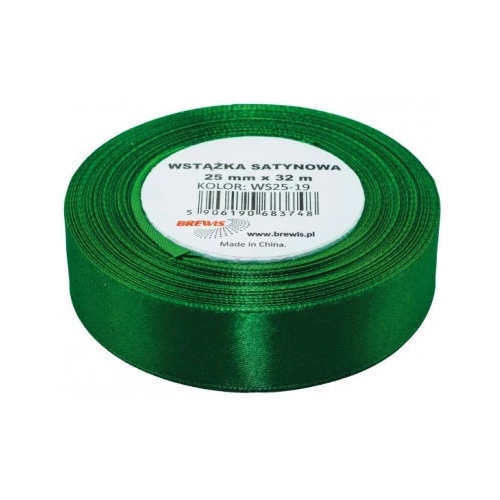 Wstążka satynowa 25mm/32m 19 zielona BREWIS