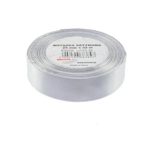 Wstążka satynowa 25mm/32m szary/platynowy BREWIS