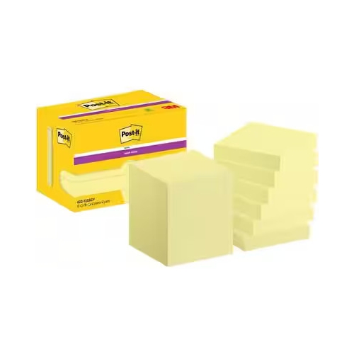 Bloczek samoprzylepny 47,6x47,6mm 90k żółty (12szt) POST-IT Super Sticky 100% PEFC CH18/0914