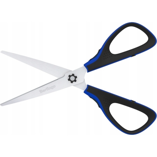 Nożyczki 20cm Easycut 300 soft grip niebieskie 326323 BERLINGO