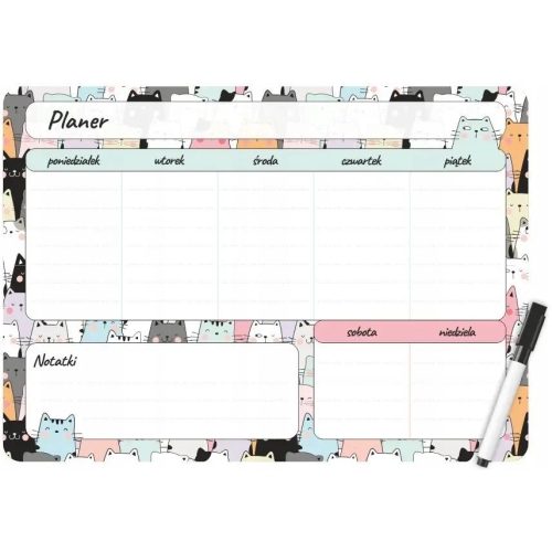 Planer magnetyczny na lodówkę Plan lekcji 35x25cm tygodniowy + marker PM-02-03 BIURFOL