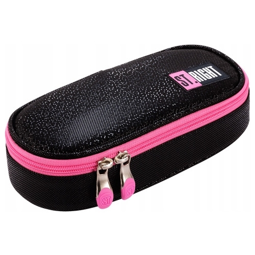 Piórnik szkolny dla dziewczynki Saszetka błyszcząca PC-01 BLACK GLITTER St.Majewski