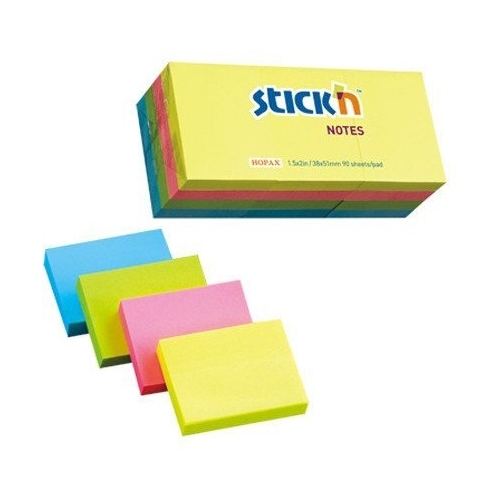 Bloczek samoprzylepny 38x51mm 100k mix neonowy (12szt) 21532 STICK`N