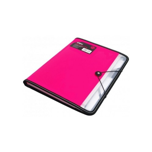 Teczka z gumką A4 7-przegródek RIO różówa 38965 DELI