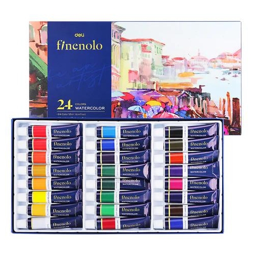 Farby akwarelowe FINENOLO 24 kolory 12ml tuba EC19-24 DELI