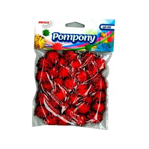 Pompony metaliczne 2cm czerwone (40 szt.) POM24 BREWIS