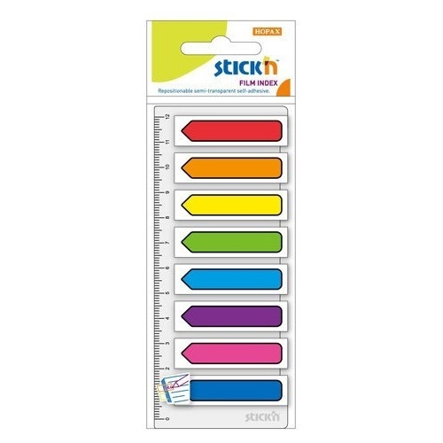 Zakładki indeksujące Strzałki 8x15szt.+linijka 21466 STICK`N