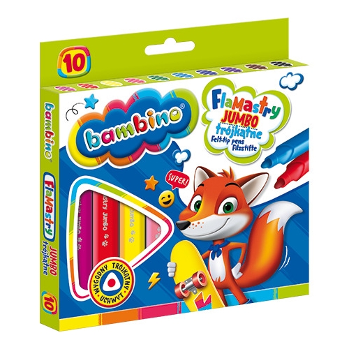 Flamastry BAMBINO trójkątne Jumbo 10kol ST.MAJEWSKI