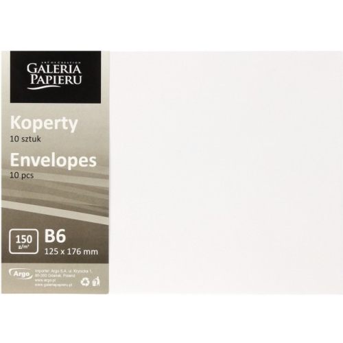 Koperta B6 Gładki biały 150g. (10szt.) 280891 Galeria Papieru