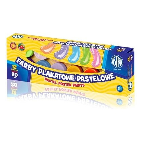 Farby plakatowe pastelowe 12 kolorów - 20 ml 301118001 ASTRA