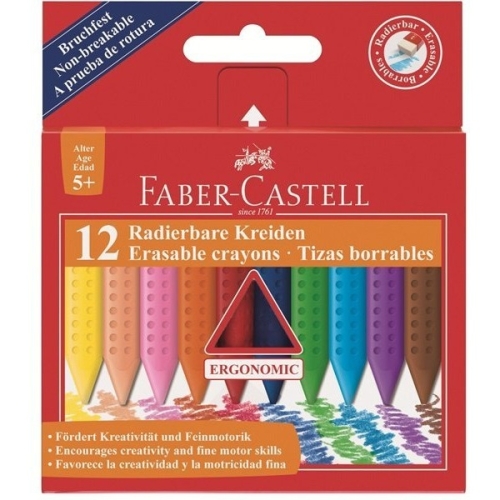 Kredki świecowe GRIP trójkątne 12 kolorów FABER-CASTELL 122520 FC