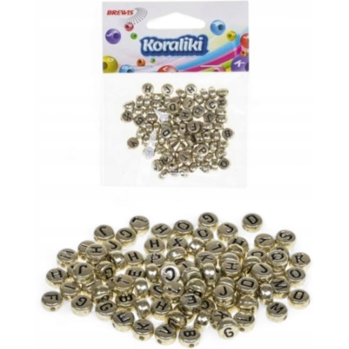 Koraliki złote z literkami KL7 BREWIS