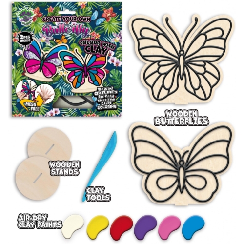 Zestaw do kolorowania plasteliną na drewnie MOTYLE 0465-0073-01 Panta Plast