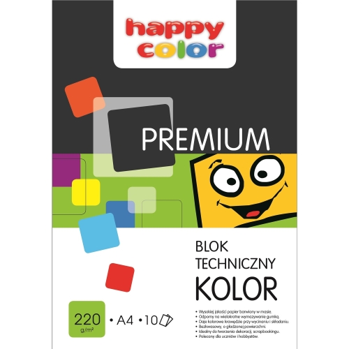 Blok techniczny A3 220g 10 kolorów PREMIUM HA 3722 3040-09 HAPPY COLOR