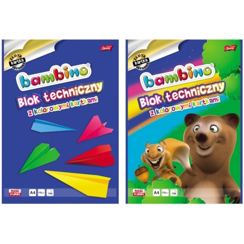Blok techniczny A4 10k kolorowe kartki złota i srebrna BAMBINO