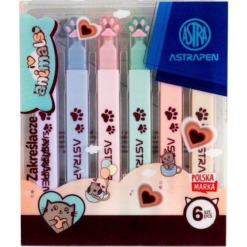 Zakreślacze z łapkami ASTRAPEN Animals Choco 6kol. 208025901