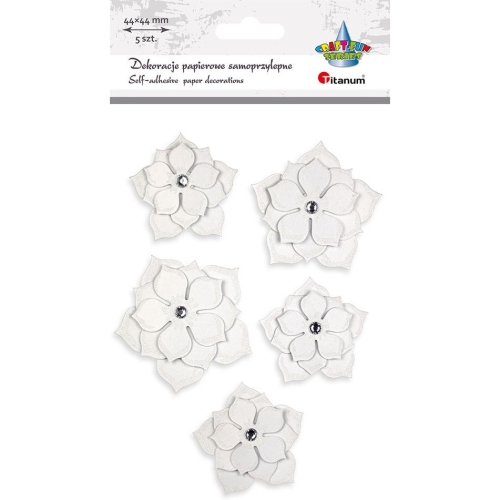 Naklejki papierowe kwiaty 44x44mm 5szt. 507976 TITANUM