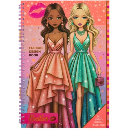 Książka projektowanie mody z naklejkami i szablonami pomarańczowa 140056/2 BESTIES