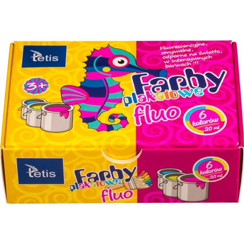 Farby plakatowe fluo 20ml. 6 kolorów KF002-A TETIS