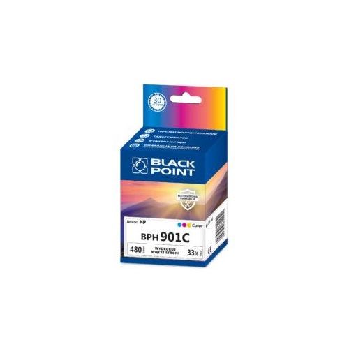 Tusz BLACK POINT (BPH901C) kolor 480str zamiennik HP (901/CC656AE)