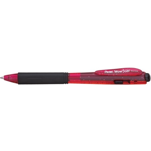 Długopis żelowy WOW K437CR/B czerwony pstryk.gum.uchwyt PENTEL