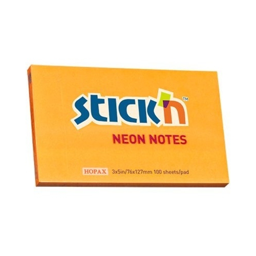 Bloczek STICK"N 127x76mm pomarańczowy neonowy 100k 21168 STICK"N