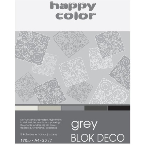 Blok A4 20k 170g 5 kolorów DECO GREY HA 3717 2030-082 HAPPY COLOR