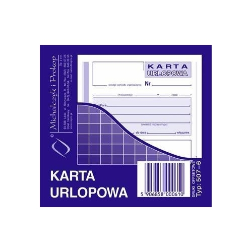 507-6 Karta urlopowa 2/3 A6 40 kartek Michalczyk i Prokop