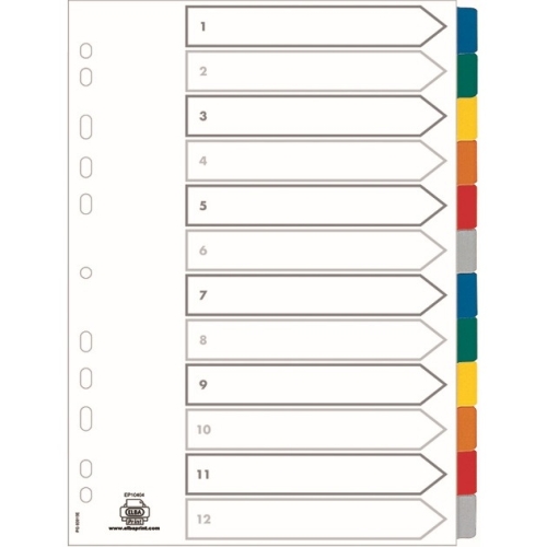 Przekładki kartonowe A4+ MYLAR 1-12 kolor ELBA 100204983