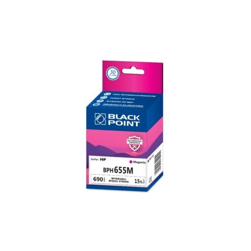 Tusz BLACK POINT (BPH655M) purpurowy 690str zamiennik HP (655/CZ111AE)