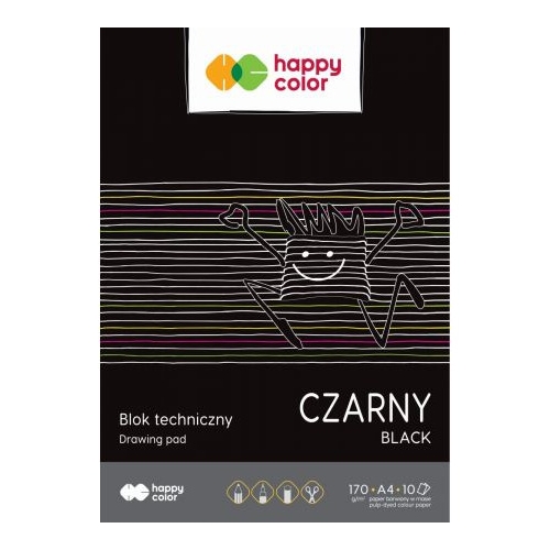 Blok techniczny A4 10k 170g czarny HA 3717 2030-9 HAPPY COLOR