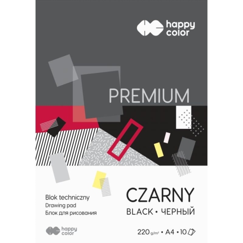 Blok techniczny A4 10k 220g czarny PREMIUM HA 3722 2030-9 HAPPY COLOR
