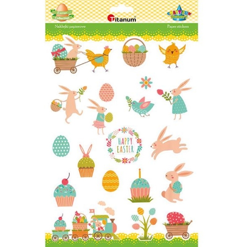 Naklejki papierowe HAPPY EASTER 20szt. 490750 TITANUM