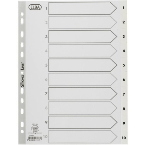 Przekładki numeryczne ELBA A4 1-10 białe PP 100204765